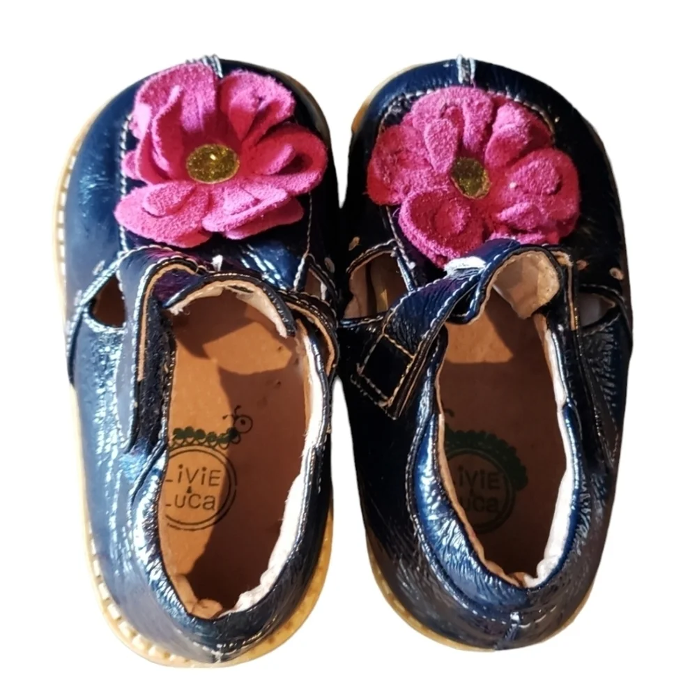 Livie & Luca Pink Flower Patent Leather Toddler Girls Shoes